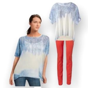 EUC Cabi • Fade Out Semi Sheer Blue White Blouse Style# 781 MEDIUM
